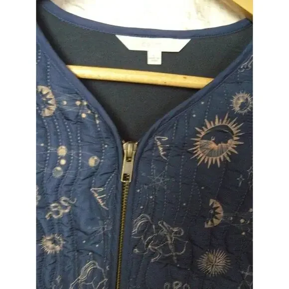 $240 Calme by Johnny Was Yessi Quilted Astrology Softshell Zip Jacket Large NEW